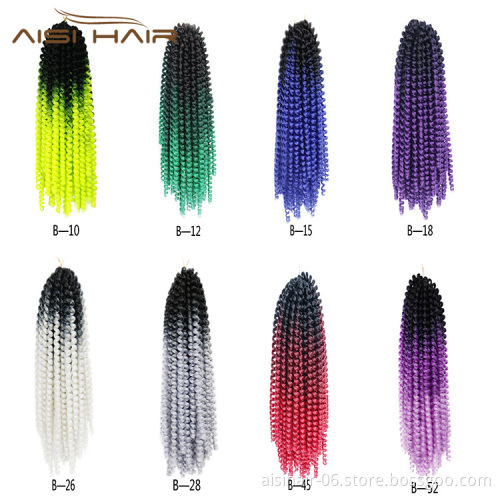 Aisi Hair 8 inch Crochet Braids Ombre Spring Twist Hair Synthetic Hair Extensions Braids Kinky Curly Twists Braids for Women